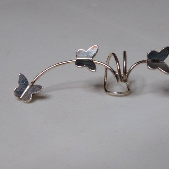 925 Silver Butterfly Single Ear Cuff (Right Ear) - Picture 4 of 11